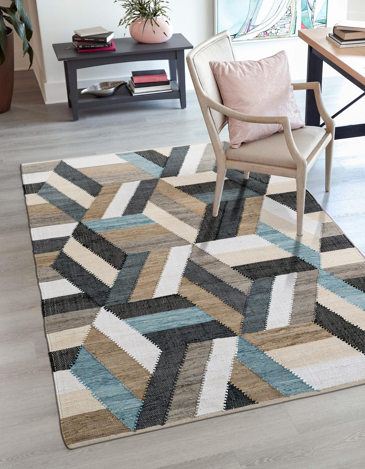 Cotton Rugs for Living Room, Hand Braided Chindi Cotton Rug