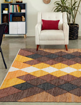 Brown Yellow Black Hand Braided Chindi Cotton Rug