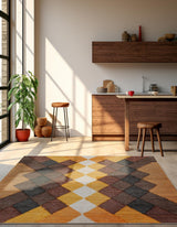 Brown Yellow Black Hand Braided Chindi Cotton Rug