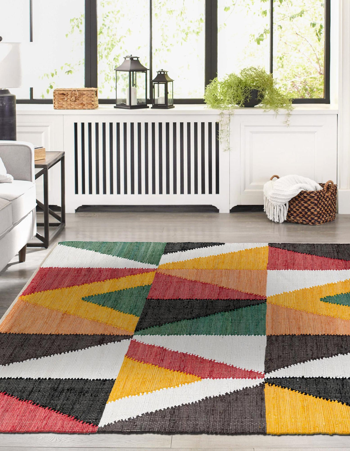 Cotton Rugs for Living Room, Hand Braided Chindi Cotton Rug