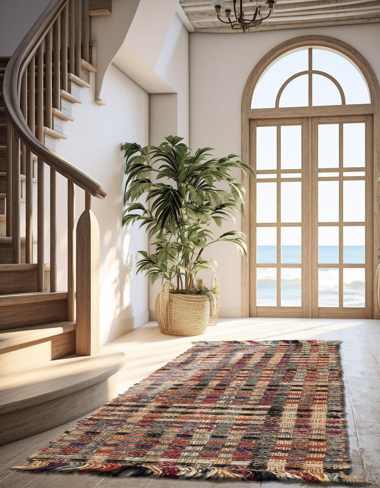 Hand Woven Chunky  Multicolor Jute Runner Rug