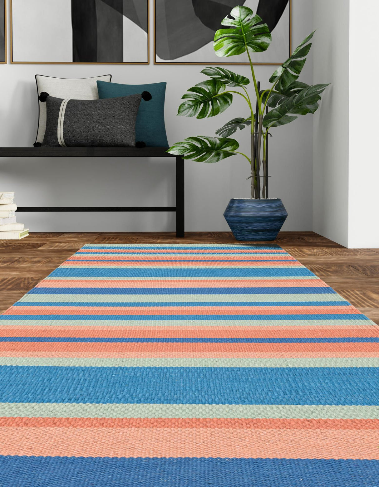 Hand Woven Flatweave Cotton Dhurrie Rug