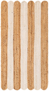 Natural and Ivory Hand Scallop Braided Jute Rug