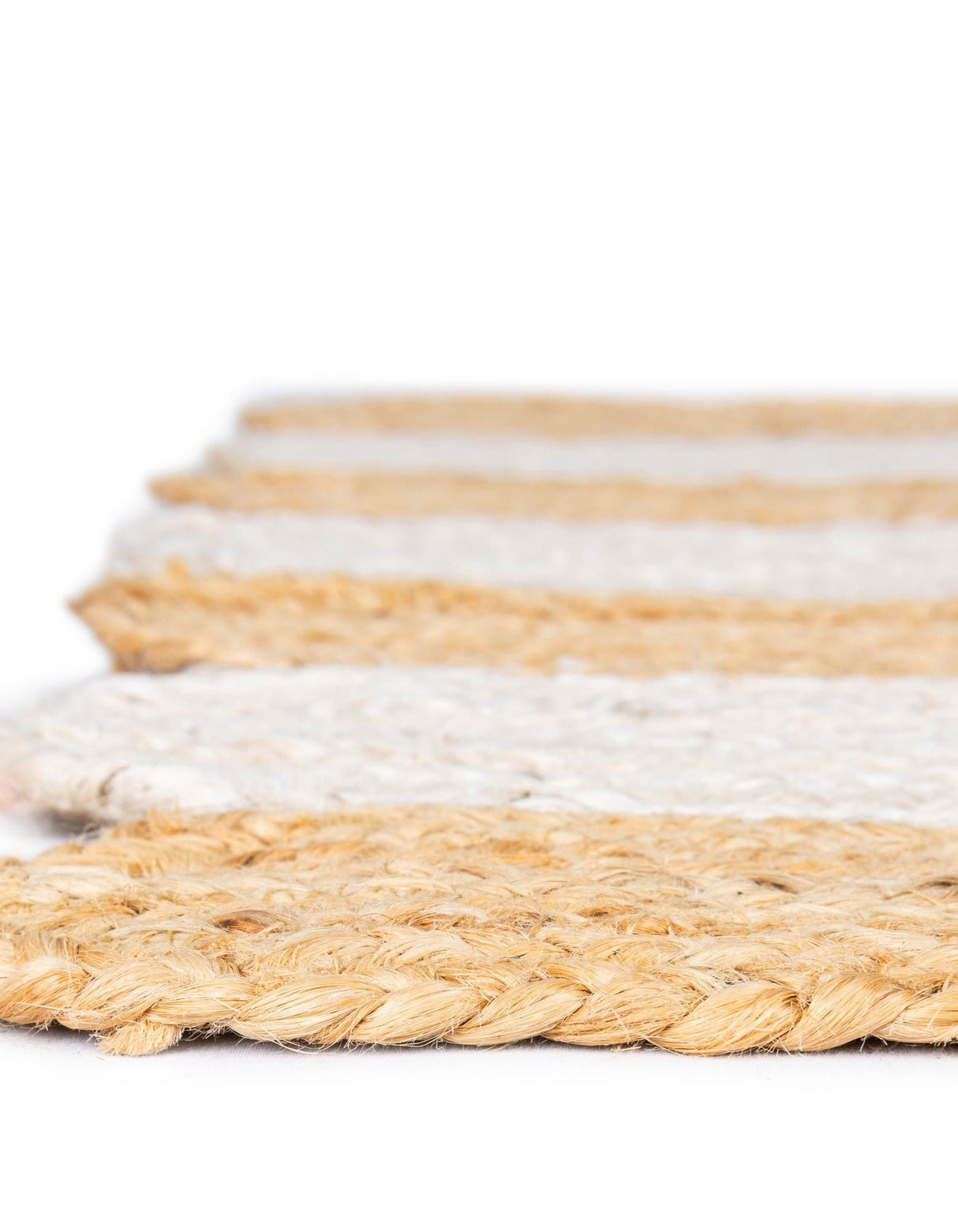 Natural and Ivory Hand Scallop Braided Jute Rug