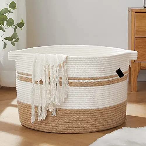 Baskets For Organizing Storage Baskets Cotton Rope Hamper Organizer For Laundry, Towels, Blanket, Toys, Clothes, Gifts