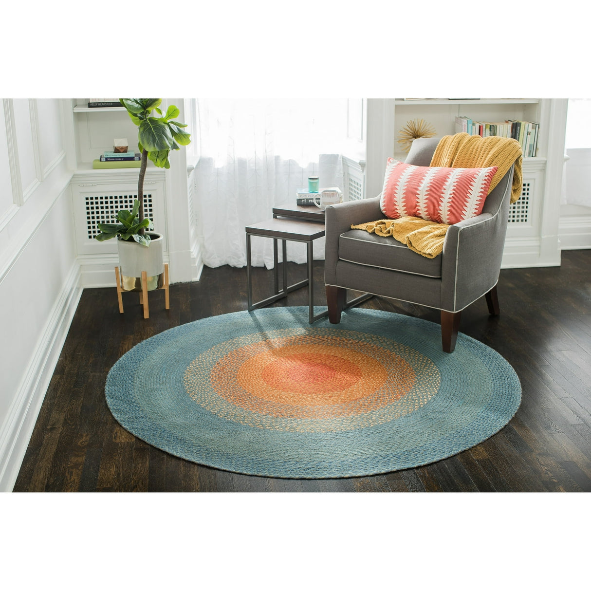 Boho Round Jute Rug, Large Round Jute Rug