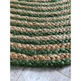 Round Handmade Green Hand Braided Jute Rug Rustic Area Rug Carpet Door Mat