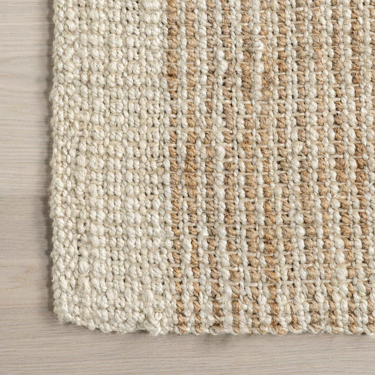 Ivory Classic Striped Border Jute Area Rug