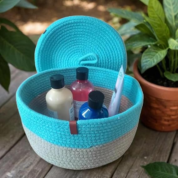 Jute Basket with Lid Storage | Designer Baskets | Storage/Shelves Baskets