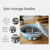 Cute Jute Basket with Lid Storage | Designer Baskets | Storage/Shelves Baskets