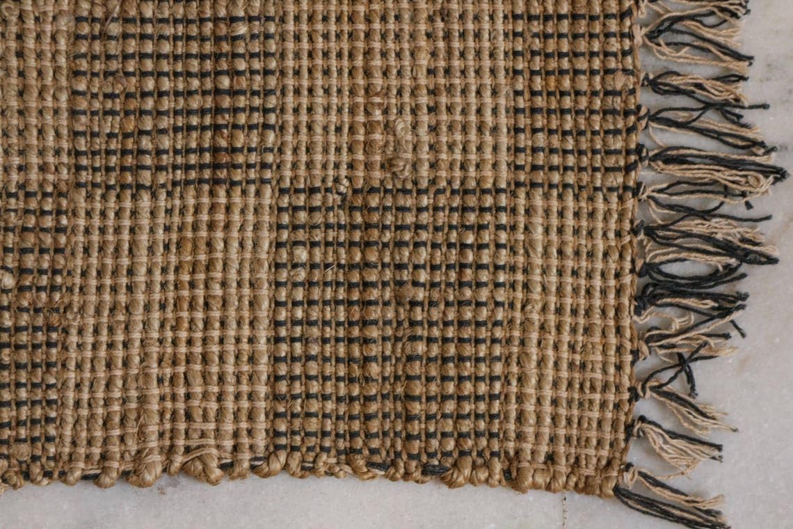 Hand Made Hemp Dhurrie Rugs,Traditional Beige Footboard entryway Rug