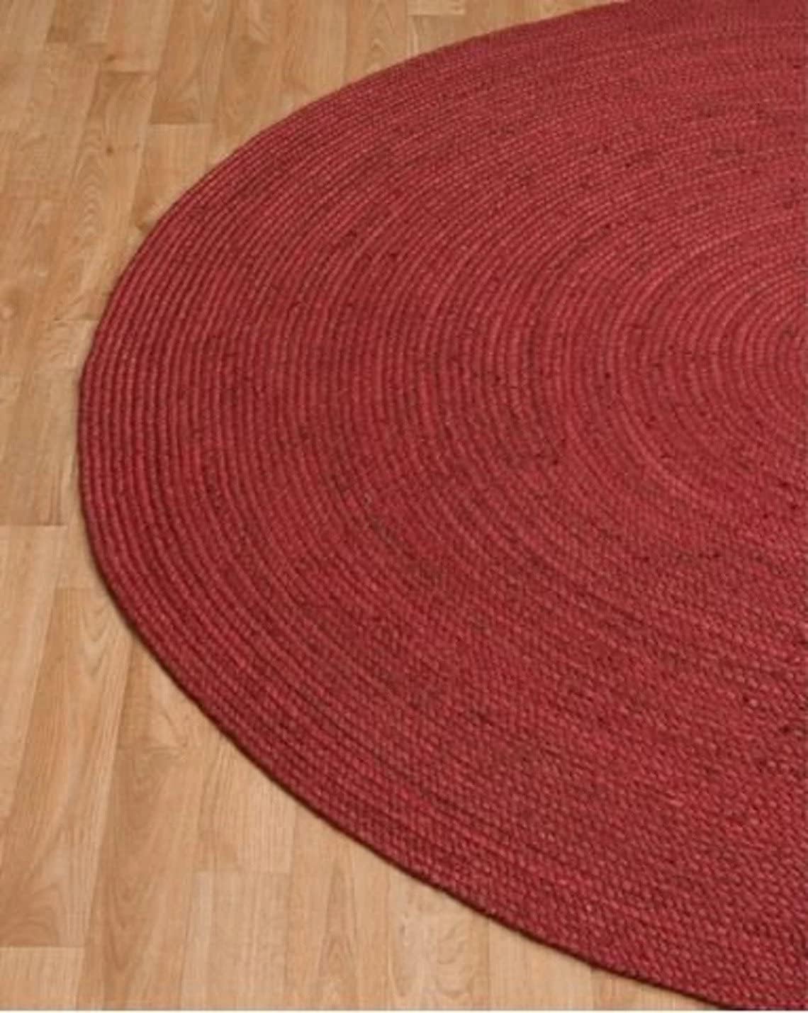 Tapis en jute rouge bohème tressé à la main en jute naturel 