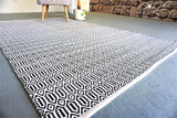 Cotton Rugs For Living Room Zig Zag Pattern Cotton Handmade Reversible White Border Rug