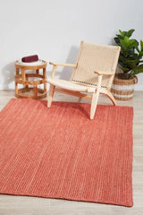 Tapis en jute rouge bohème tressé à la main en jute naturel 