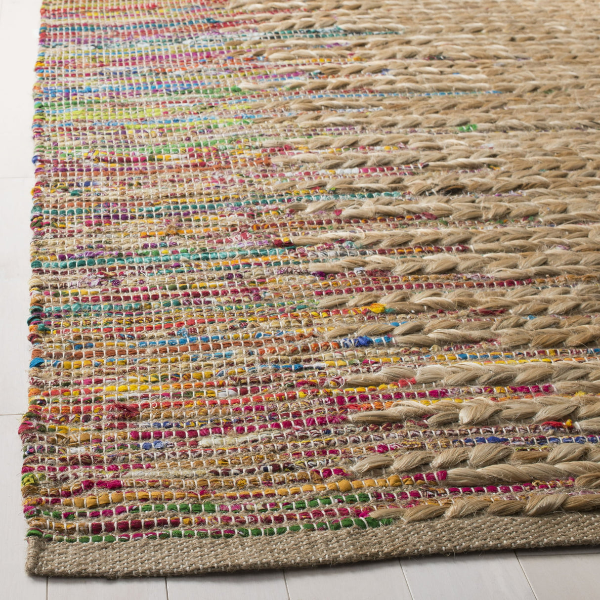 Beautiful Multicolor Jute Chindi Cotton Rug