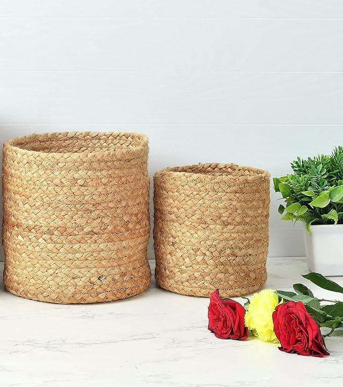 Braided Cotton Baskets | Storage Bins Organizer | Laundry, Toys & Planter Basket