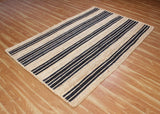 Indian Hand Braided Rug Geometric Black & Beige Jute Rug for Home/Office