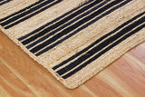 Indian Hand Braided Rug Geometric Black & Beige Jute Rug for Home/Office