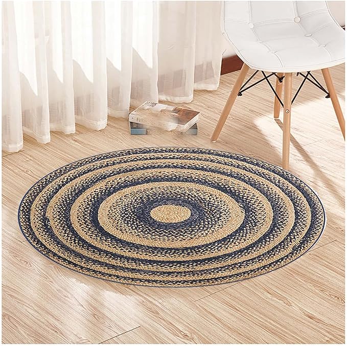 Round Jute Rug Braided Farm Modern Rug Indoor-Outdoor Use