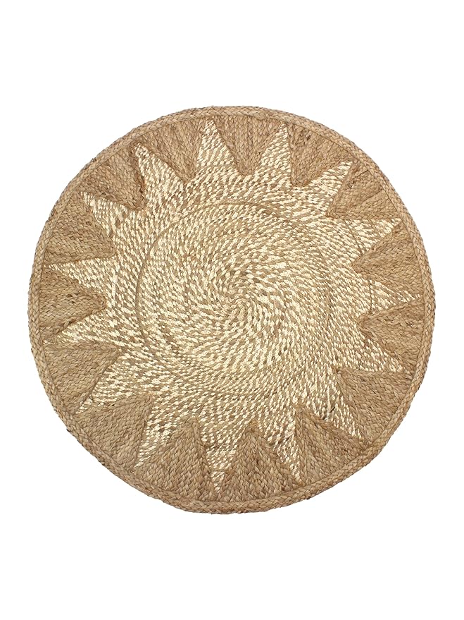 Braided Carpet Rugs|Round Traditional Design Jute Door mat|Mat for Bedroom,Living Room,Dining Room