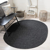 Tapis en jute noir bohème tressé à la main en jute naturel 