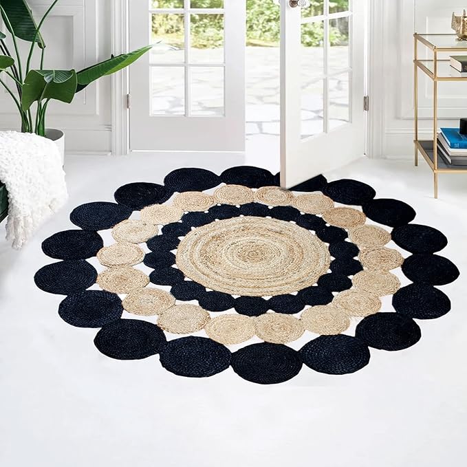 Handmade Round Jute Rug, Natural Jute Area Rug