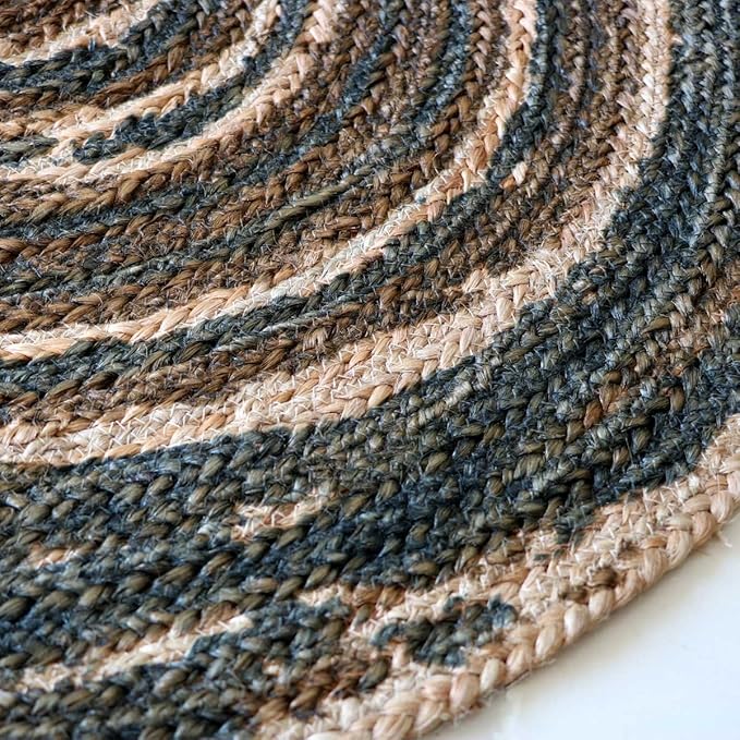 Round Jute Rug Braided Farm Modern Rug Indoor-Outdoor Use