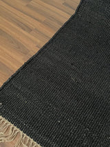 Jute And Cotton Blend Rugs, Traditional Black Footboard entryway Kilim Rug