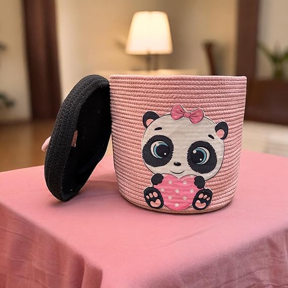 Basket with Beautiful Characters - Rope Storage Basket for Baby Diaper,Panda