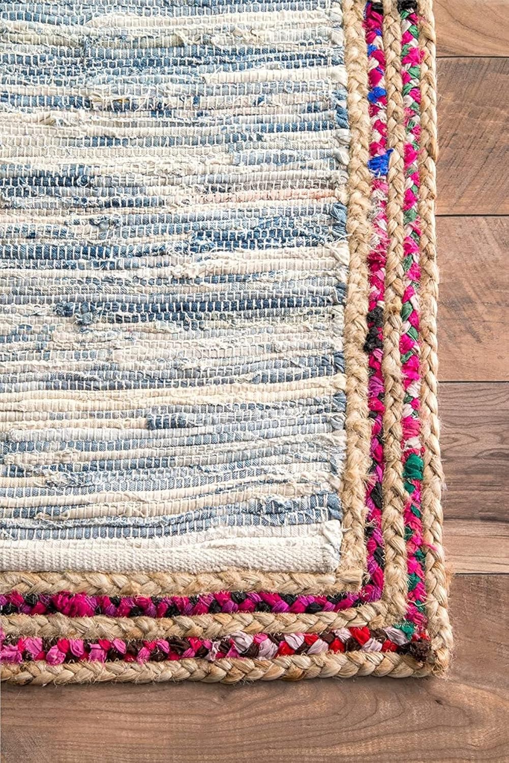 Denim Jute Rugs For Living Room ,Blue Hemp-Denim-Jute Cotton Mix Rugs