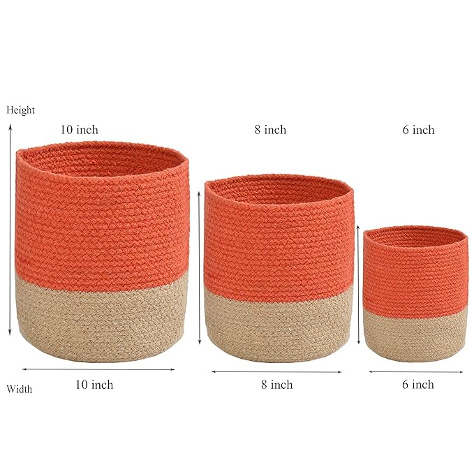 Braided Cotton Baskets | Storage Bins Organizer | Laundry, Toys & Planter Basket