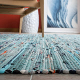 Tapis de zone en coton turquoise/multicolore lavable à rayures bohème fait main 