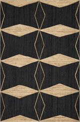 Black Beige Jute Area Rug Hand Woven Flatweave Rugs for all Bedrooms