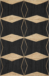 Black Beige Jute Area Rug Hand Woven Flatweave Rugs for all Bedrooms