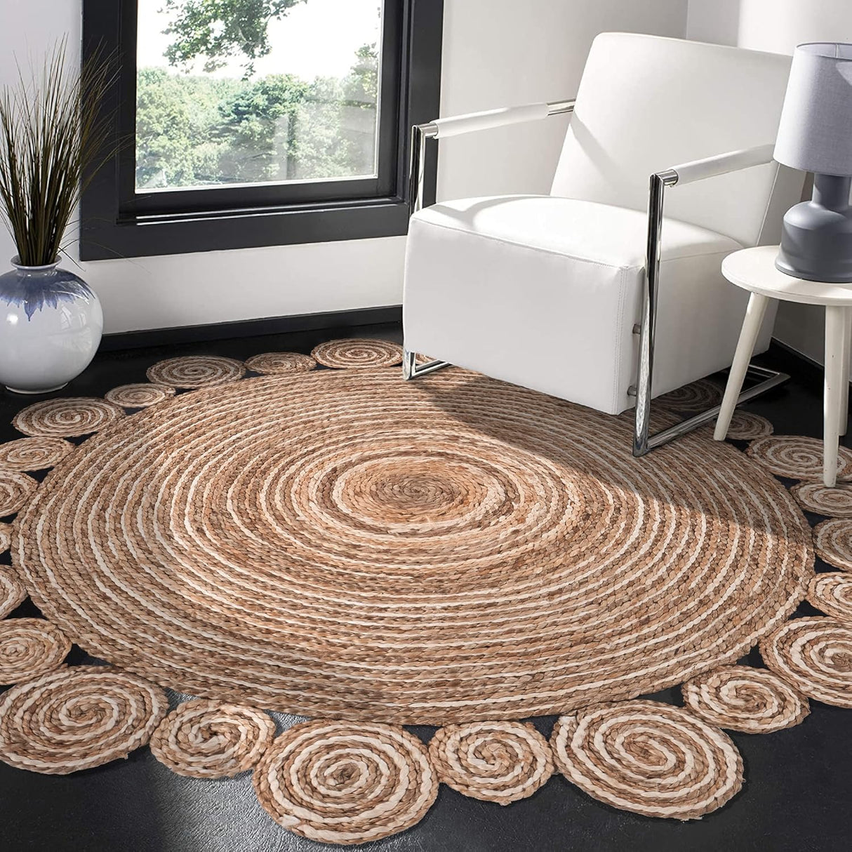 Bleached and Natural Spiral Boutique Jute Rug