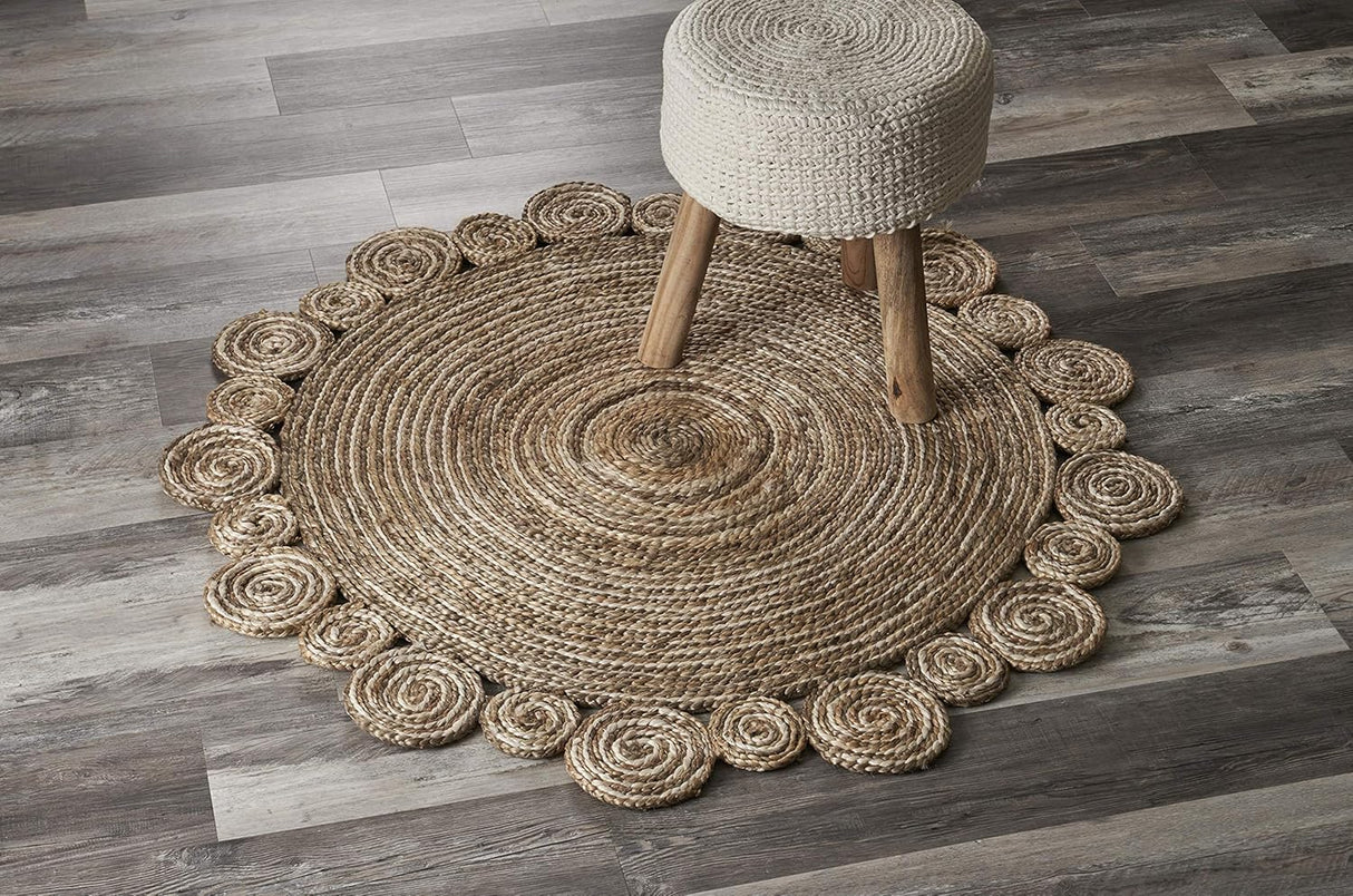 Bleached and Natural Spiral Boutique Jute Rug