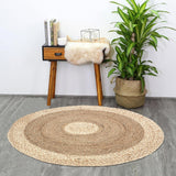 Hand Woven Braided Carpet Rugs|Round Traditional Design Jute Door mat|Mat for Bedroom