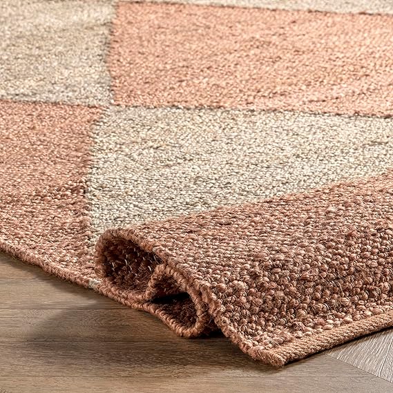 Diamond Jute Area Rug, Neutral Rug Living Room Rug Entryway Hallway Kitchen