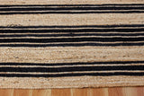 Indian Hand Braided Rug Geometric Black & Beige Jute Rug for Home/Office