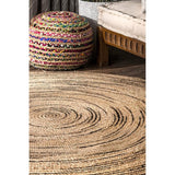 Round Jute Rug Braided Farm Modern Rug Indoor-Outdoor Use