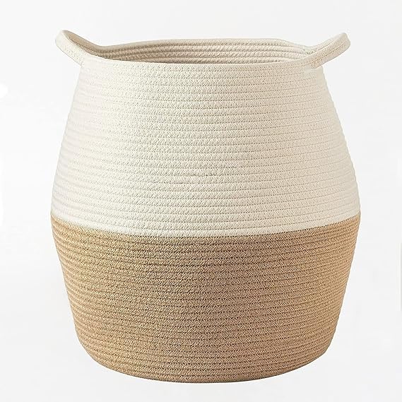 India Laundry Basket | Basket For Baby Clothes Storage | Jute & Rope Clothes Basket