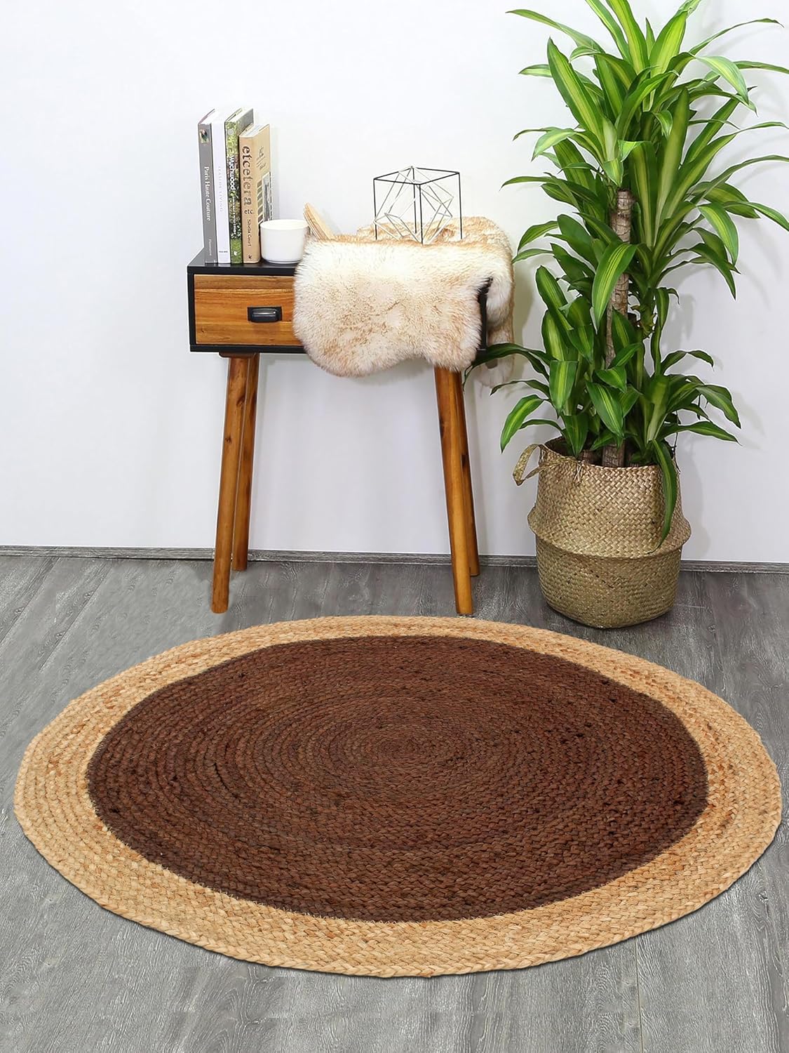 Hand Woven Braided Carpet Rugs|Round Traditional Design Jute Door mat|Mat for Bedroom