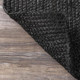 Tapis en jute noir bohème tressé à la main en jute naturel 