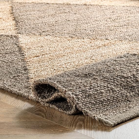 Diamond Jute Area Rug, Neutral Rug Living Room Rug Entryway Hallway Kitchen