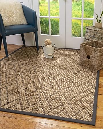 Natural Area Rugs 100% Natural Fiber Handmade Shanghai, Brown/Multi Sisal Rug