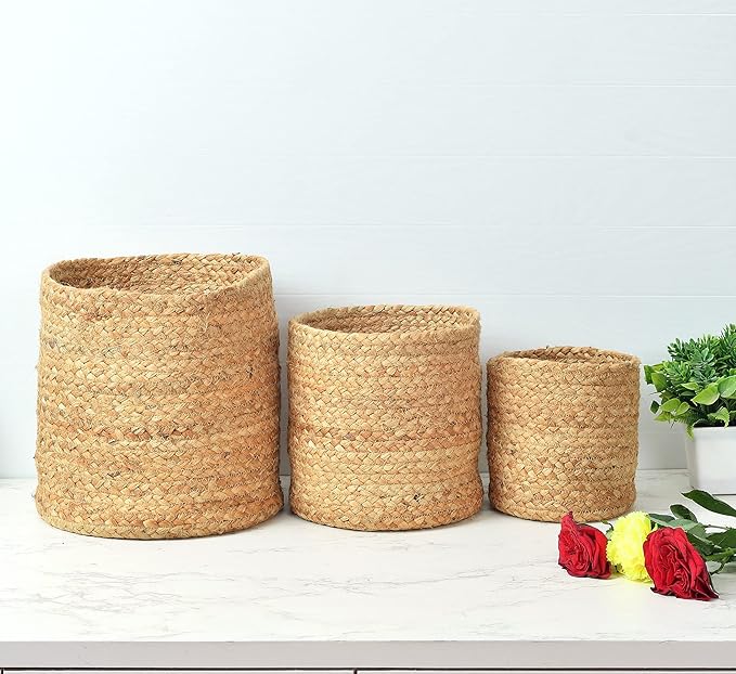 Braided Cotton Baskets | Storage Bins Organizer | Laundry, Toys & Planter Basket