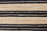 Indian Hand Braided Rug Geometric Black & Beige Jute Rug for Home/Office