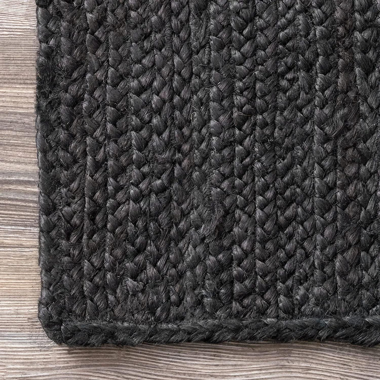 Tapis en jute noir bohème tressé à la main en jute naturel 