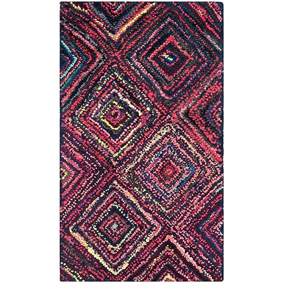 Handmade Abstract Geometric Diamond Multicolored Cotton Area Rug