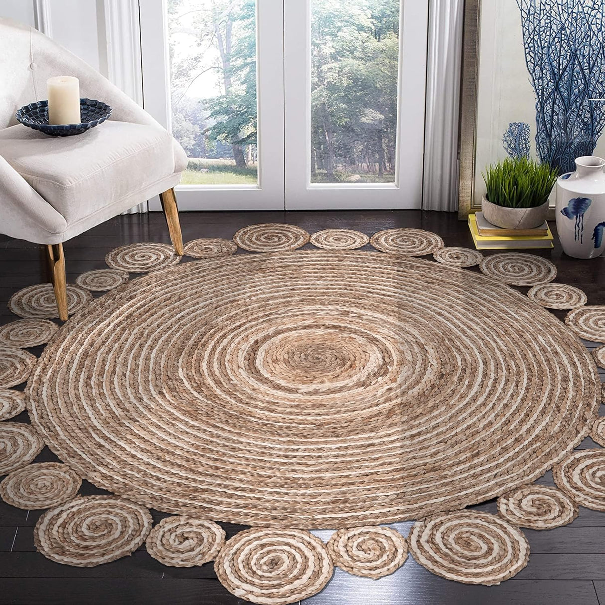 Bleached and Natural Spiral Boutique Jute Rug